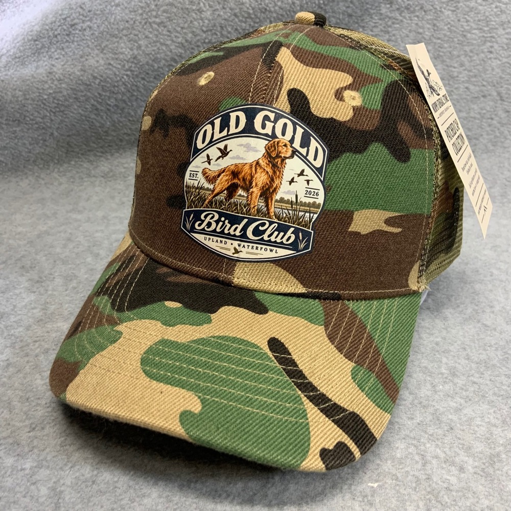 Old Gold Bird Club Mens Camo Mesh Trucker Hat Hunting OSFA